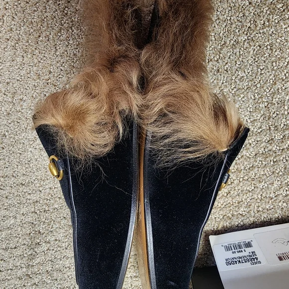 Gucci Black Velvet Fur Lined Loafers❤️ - Picture 6 of 16